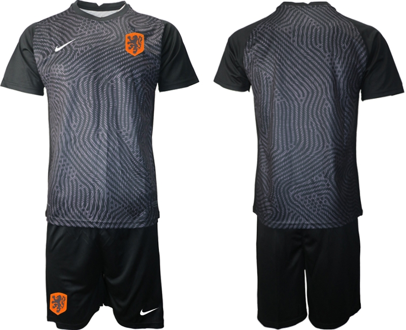 Men 2021 European Cup Netherlands black goalkeeper Soccer Jerseys